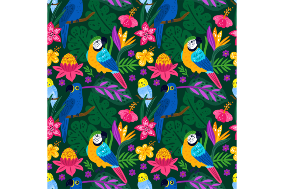 Download Seamless Exotic Birds. Tropical Bright P - Premium Resources